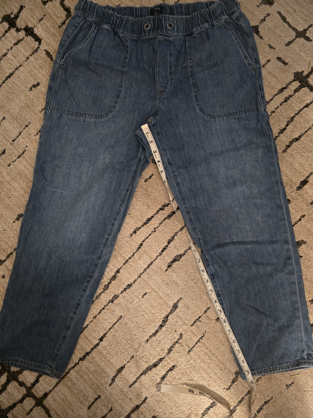 JCrew Womens Cropped Elastic Waist Dark Blue Denim Pants - Picture 1 of 4